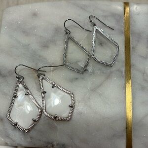 Kendra Scott Silver and White Geometric Earrings
